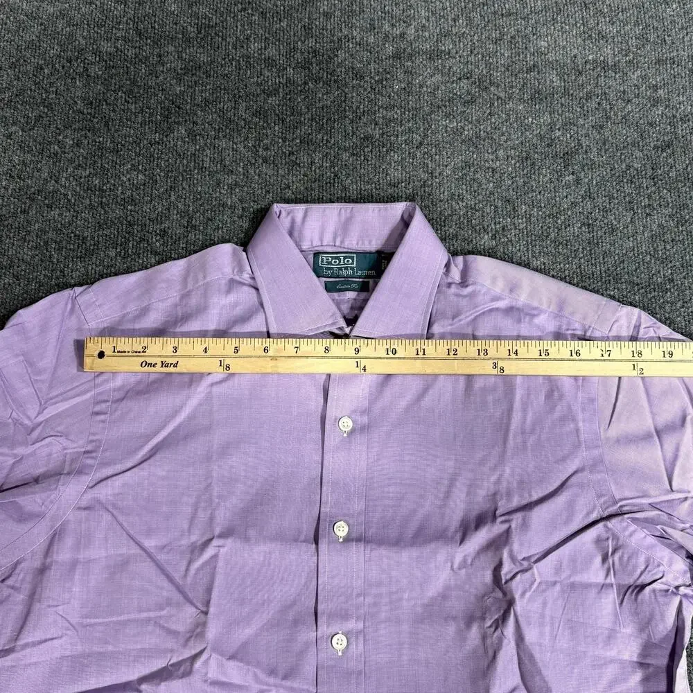 Polo Ralph Lauren Shirt Mens 16 34/35 Purple Solid Long Sleeve Dress Button Up